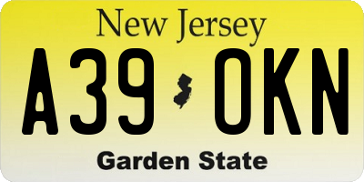 NJ license plate A39OKN