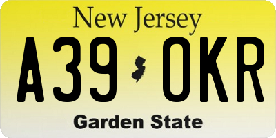 NJ license plate A39OKR