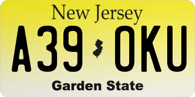 NJ license plate A39OKU