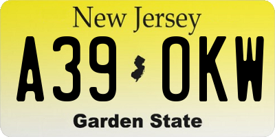 NJ license plate A39OKW