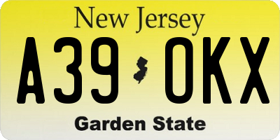 NJ license plate A39OKX