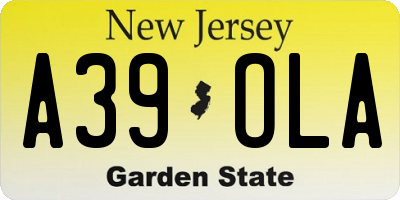 NJ license plate A39OLA
