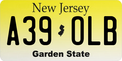 NJ license plate A39OLB