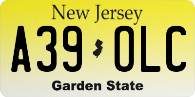 NJ license plate A39OLC