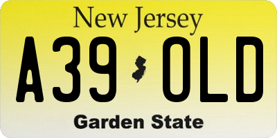 NJ license plate A39OLD