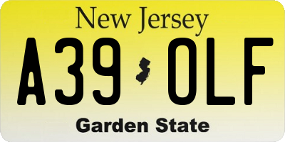 NJ license plate A39OLF