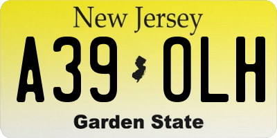 NJ license plate A39OLH