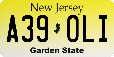 NJ license plate A39OLI