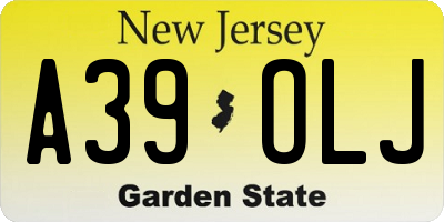 NJ license plate A39OLJ