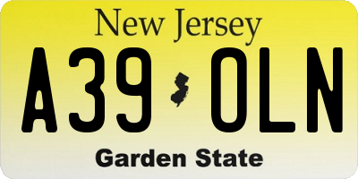NJ license plate A39OLN