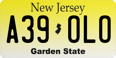 NJ license plate A39OLO