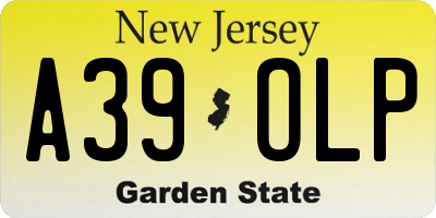 NJ license plate A39OLP