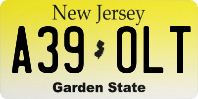 NJ license plate A39OLT