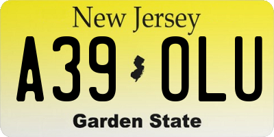 NJ license plate A39OLU