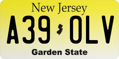 NJ license plate A39OLV