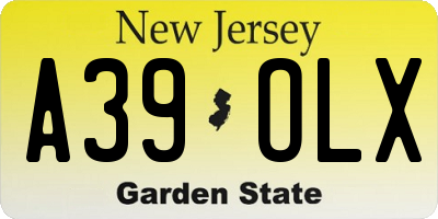 NJ license plate A39OLX