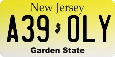 NJ license plate A39OLY