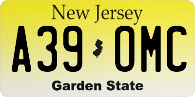 NJ license plate A39OMC