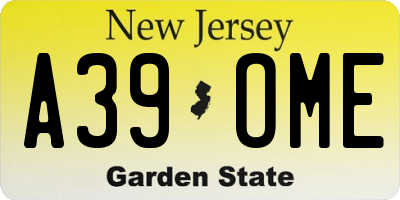 NJ license plate A39OME