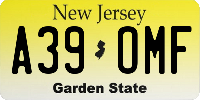 NJ license plate A39OMF
