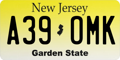 NJ license plate A39OMK