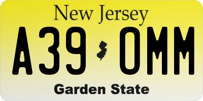NJ license plate A39OMM