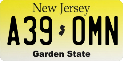 NJ license plate A39OMN