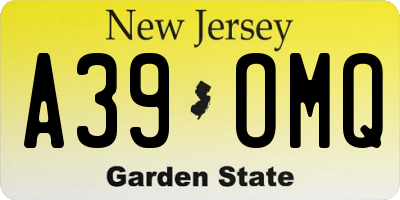 NJ license plate A39OMQ
