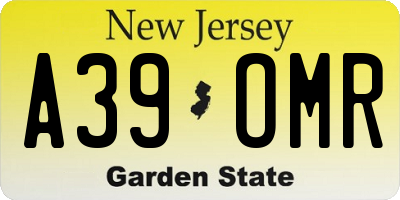 NJ license plate A39OMR