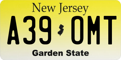 NJ license plate A39OMT