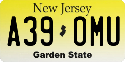 NJ license plate A39OMU