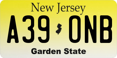 NJ license plate A39ONB