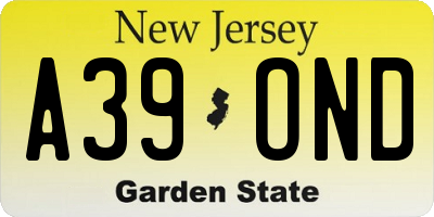 NJ license plate A39OND