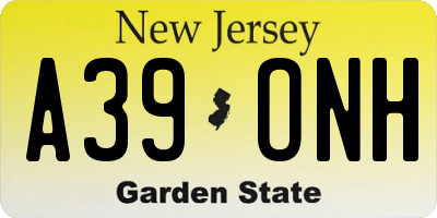 NJ license plate A39ONH