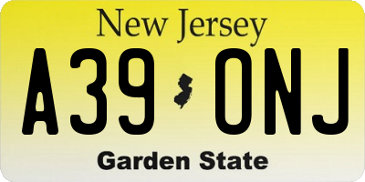 NJ license plate A39ONJ