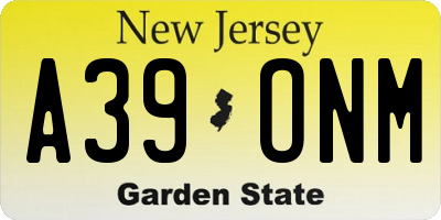 NJ license plate A39ONM