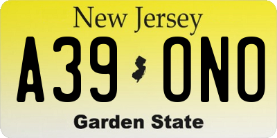 NJ license plate A39ONO