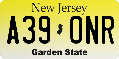 NJ license plate A39ONR