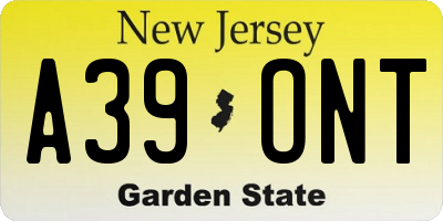 NJ license plate A39ONT