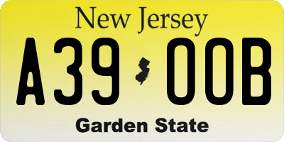 NJ license plate A39OOB