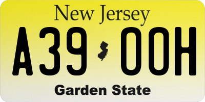 NJ license plate A39OOH