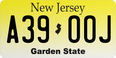 NJ license plate A39OOJ