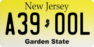 NJ license plate A39OOL