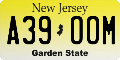 NJ license plate A39OOM