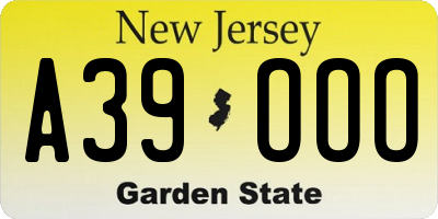 NJ license plate A39OOO
