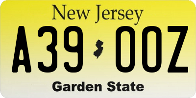 NJ license plate A39OOZ