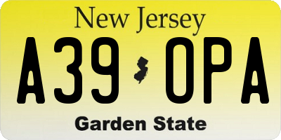 NJ license plate A39OPA