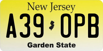 NJ license plate A39OPB