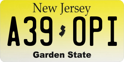 NJ license plate A39OPI