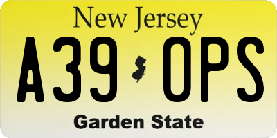 NJ license plate A39OPS